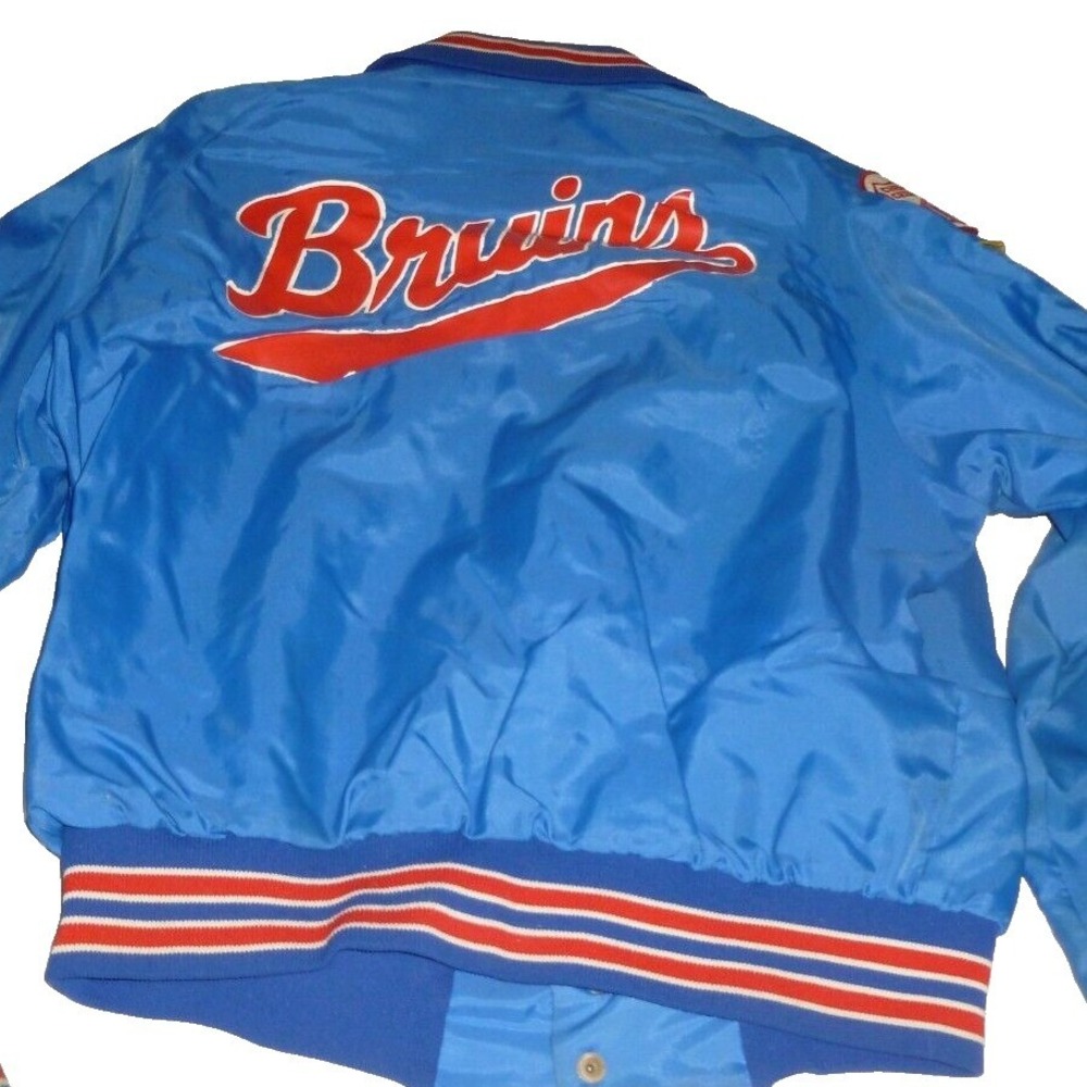 Vintage 1985 Cherry Creek Bruins Varsity Jacket Blue Nylon Bomber Soccer Patch